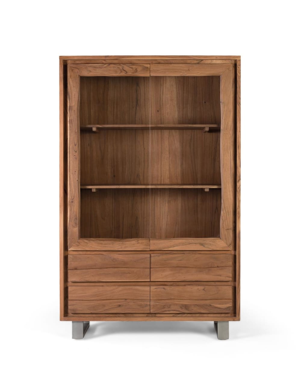 Wohnli Möbelsuche - Vitrine aus Mangoholz und Glas mit zwei Türen 190 cm