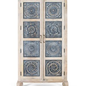 wohnli-moebel-suche-M25088507 Wohnli Möbelsuche - Kleiderschrank aus Mangoholz mit handgeschnitzten Türen 180cm