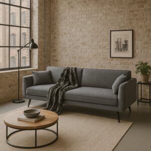wohnli-moebel-suche-M25088516-1 2- Sitzer Schlafsofa mit Bezug in Grau 213x89x87cm PES - Polyester Grau Kare Design Sofas und Sessel Sofas Sitzbank und Polsterbank