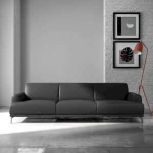 3-Sitzer-Sofa aus Naturleder Schattengrau 84x74x240cm Leder Grau Mesonica Sofas und Sessel Sofas 2-Sitzer-Sofas & 3-Sitzer-Sofas