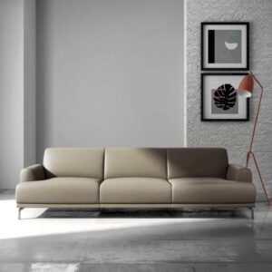 3-Sitzer-Sofa aus Naturleder Fossilgrau 84x74x240cm Leder Grau Mesonica Sofas und Sessel Sofas 2-Sitzer-Sofas & 3-Sitzer-Sofas
