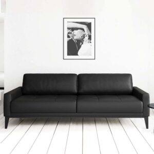 3-Sitzer-Sofa aus Naturleder Schattengrau 94x76x211cm Leder Grau Mesonica Sofas und Sessel Sofas 2-Sitzer-Sofas & 3-Sitzer-Sofas