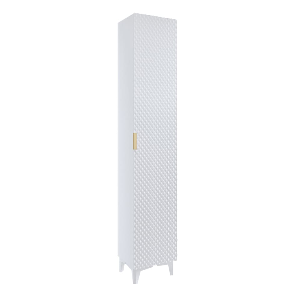 wohnli-moebel-suche-M25089596 Wohnli Möbelsuche - 1-türiger Hochschrank auf Füßen Laminierte Platten Weiß