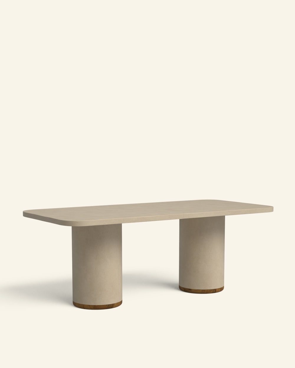 Esstisch aus Mikrozement Sandfarbe 200 cm 200x75x95cm Naturstein Beige Hannun Möbel Esszimmermöbel Esstische