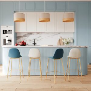 wohnli-moebel-suche-M25090422-1 4er-Set weißen und blauen Stühlen für eine zentrale Insel 65 cm 41x89x43cm PVC - Polyvinlychlorid Weiß Maison Pavane Möbel Esszimmermöbel Barhocker