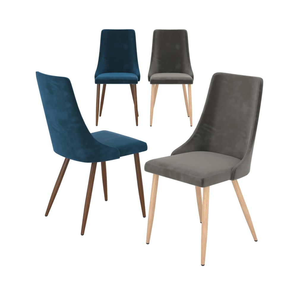 wohnli-moebel-suche-M25090425 Wohnli Möbelsuche - Set mit 4 Stühlen aus grau-blauem Samt
