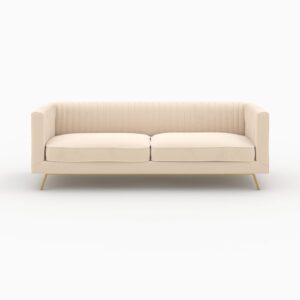Beige Samtsofa Set für 5 Personen 210x70x87cm Samt Beige Maison Pavane Sofas und Sessel Sofas 2-Sitzer-Sofas & 3-Sitzer-Sofas