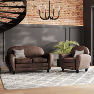 wohnli-moebel-suche-M25090432-1 Sofa und Sessel-Set Braun 3-Sitzer 144x85x83cm Mikrofaser Braun Maison Pavane Sofas und Sessel Sofas 2-Sitzer-Sofas & 3-Sitzer-Sofas