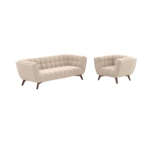 wohnli-moebel-suche-M25090438 Wohnli Möbelsuche - Sofa- und Sesselset aus beigem Samt für 4 Personen