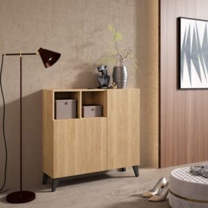 Schuhschrank Melamin Goldene Eiche Graphit und Beine 87×90×27 cm 90x87x27cm Spanplatte Braun Herdasa Möbel Flurmöbel Schuhschränke