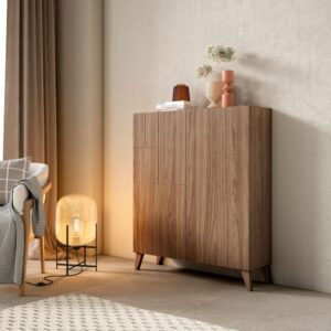 Schuhschrank Melamin Nussbaum 109x90x27 cm 90x109x27cm Spanplatte Braun Herdasa Möbel Flurmöbel Schuhschränke