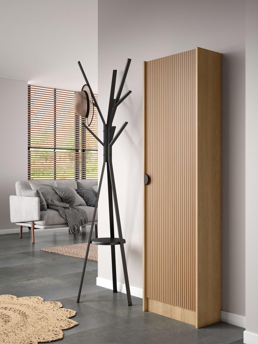 Schuhschrank Melamin Goldeneiche Tür Lattenoptik Eiche 175x50x24 cm 50x175x24cm Spanplatte Braun Herdasa Möbel Flurmöbel Schuhschränke