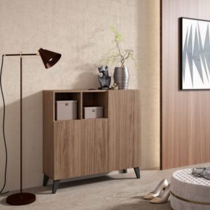 Schuhschrank Melamin Nussbaum Beine Graphit 87×90×27 cm 90x87x27cm Spanplatte Braun Herdasa Möbel Flurmöbel Schuhschränke