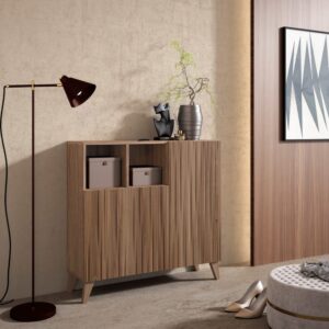 Schuhschrank Melamin Nussbaum Türen Lattenoptik Nussbaum 87x90x27cm 90x87x27cm Spanplatte Braun Herdasa Möbel Flurmöbel Schuhschränke