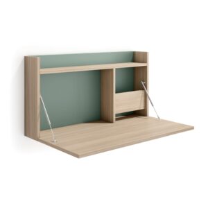 wohnli-moebel-suche-M25090554 Wohnli Möbelsuche - Wandschreibtisch Melamin Hellnussbaum und Grün 25x90x35 cm