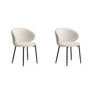 wohnli-moebel-suche-M25090643 Wohnli Möbelsuche - 2‑er Set Bouclé‑Stühle aus Stoff und Metall weiß 80×57×50 cm