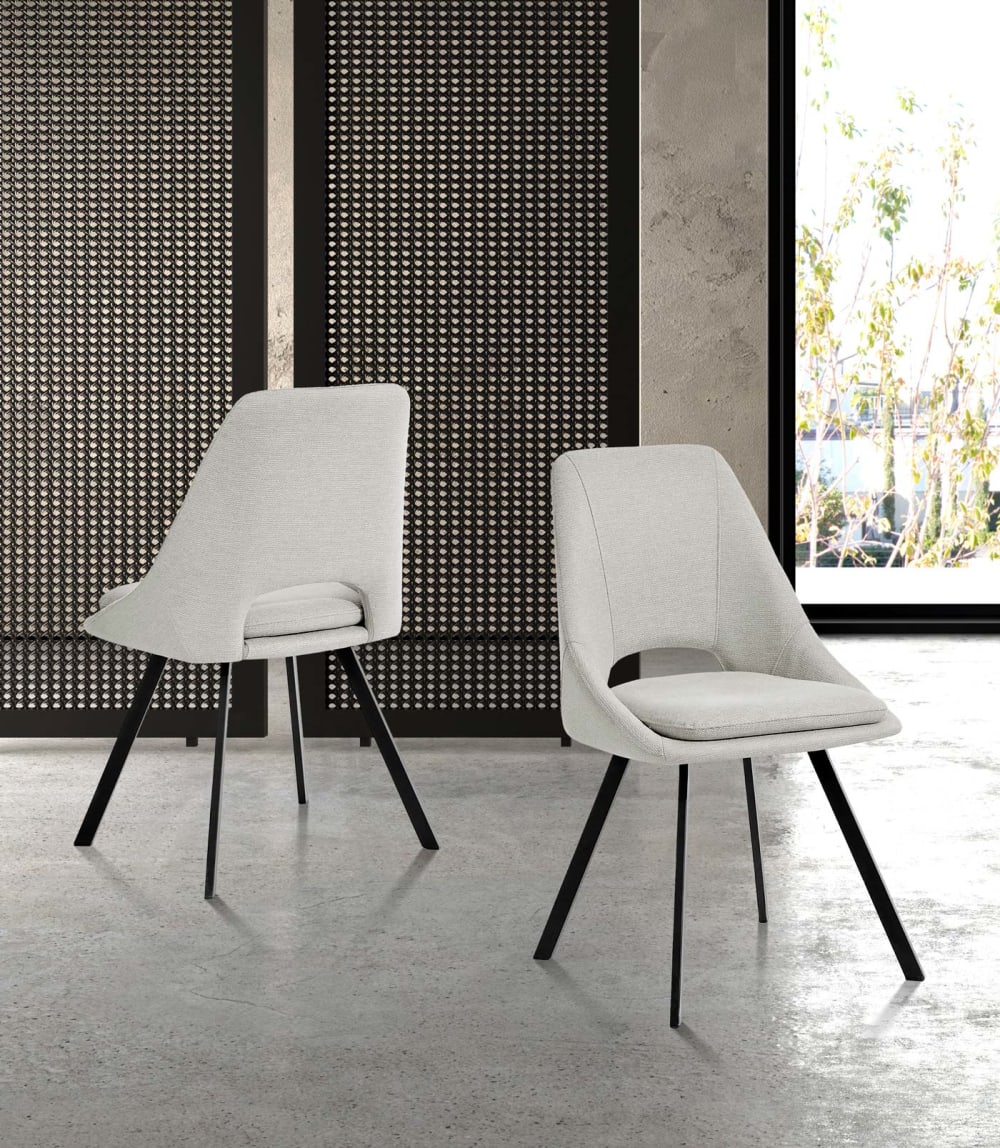 2‑er Set Stühle aus Stoff und Metall beige 85×48×57 cm 48x85x57cm Stoff Beige Hispanohogar Möbel Esszimmermöbel Stühle