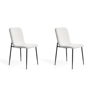 wohnli-moebel-suche-M25090646 Wohnli Möbelsuche - 2‑er Set Bouclé‑Stühle aus Stoff und Metall weiß 82×43×57 cm