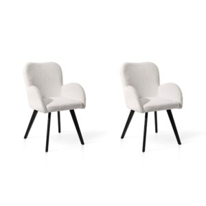 wohnli-moebel-suche-M25090647 Wohnli Möbelsuche - 2‑er Set Bouclé‑Stühle aus Stoff und Metall weiß 88×56×80 cm