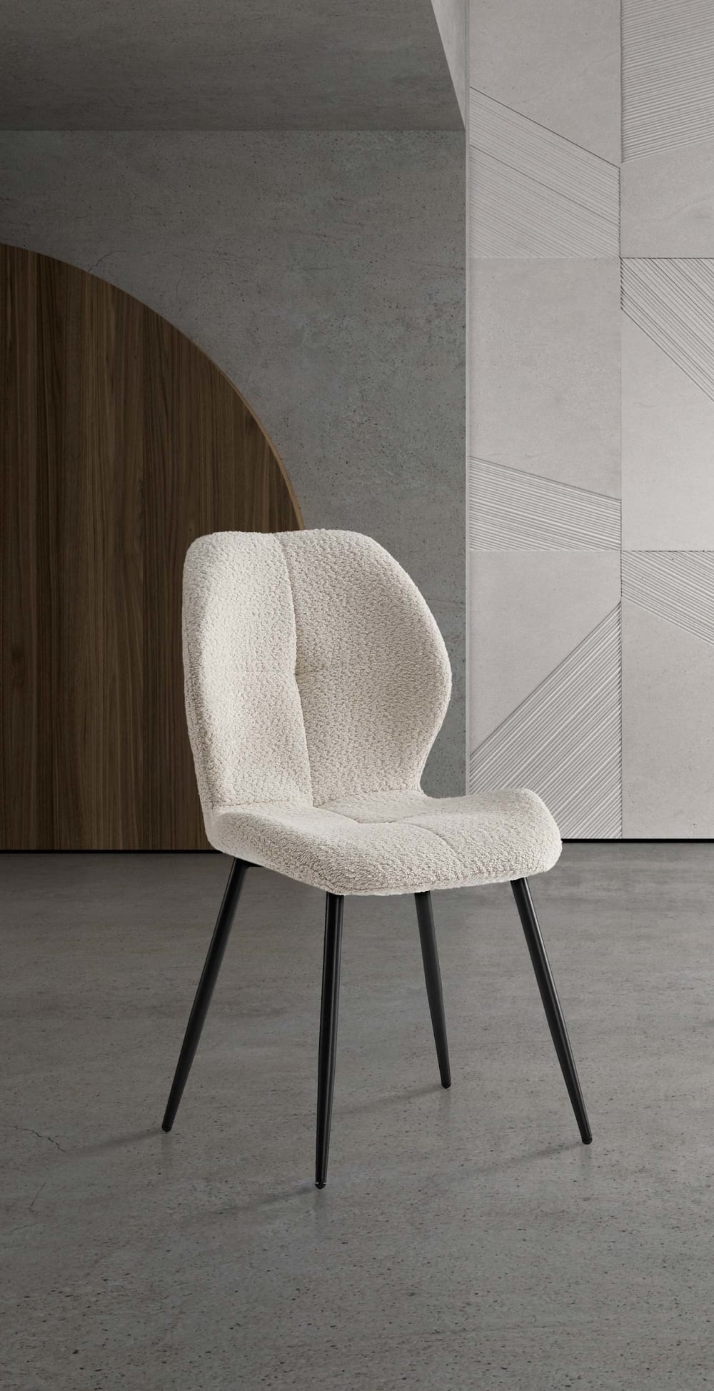 wohnli-moebel-suche-M25090648-1 2‑er Set Bouclé‑Stühle aus Stoff und Metall weiß 87×50×57 cm 50x87x57cm Stoff Weiß Hispanohogar Möbel Esszimmermöbel Stühle