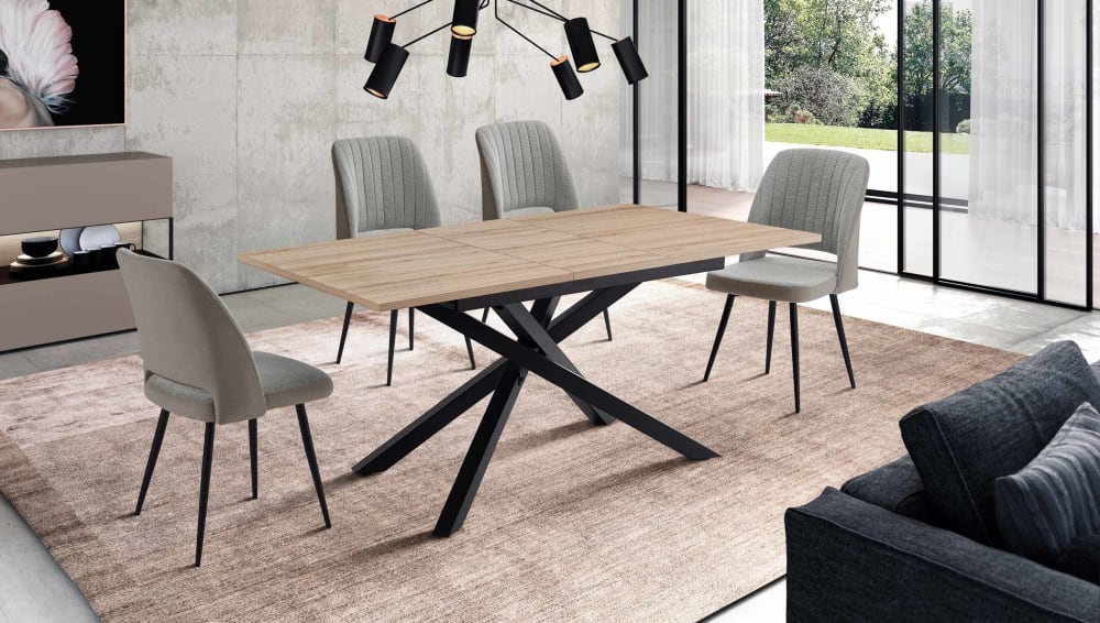 2‑er Set Stühle aus Stoff und Metall grau 88×50×60 cm 50x88x60cm Stoff Grau Hispanohogar Möbel Esszimmermöbel Stühle