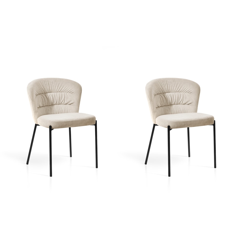 wohnli-moebel-suche-M25090654 Wohnli Möbelsuche - 2‑er Set Stühle aus Chenille‑Stoff und Metall beige 79×57×59 cm
