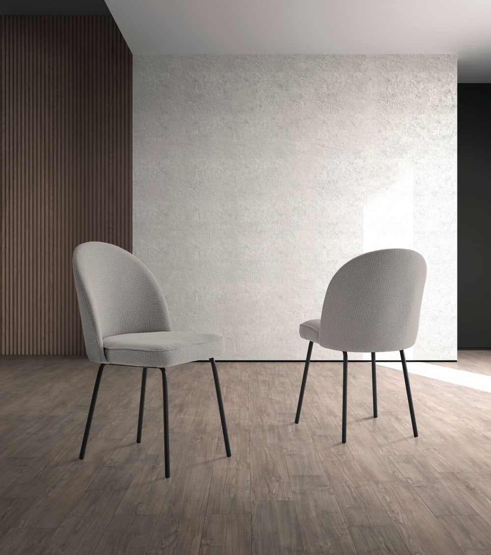 wohnli-moebel-suche-M25090655-1 2‑er Set Stühle aus Stoff und Metall grau 86×50×54 cm 50x86x54cm Stoff Grau Hispanohogar Möbel Esszimmermöbel Stühle