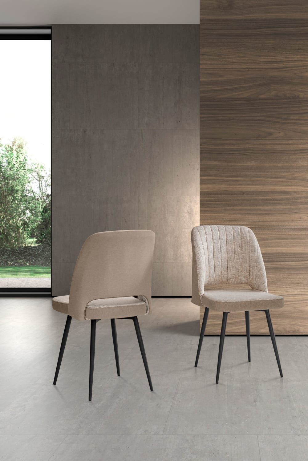 2‑er Set Stühle aus Stoff und Metall beige 88×50×60 cm 50x88x60cm Stoff Beige Hispanohogar Möbel Esszimmermöbel Stühle