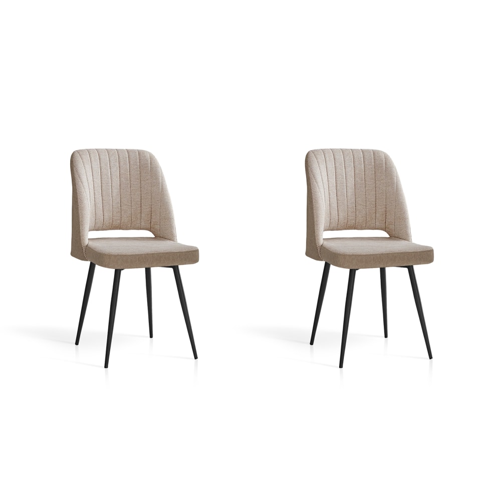 wohnli-moebel-suche-M25090660 Wohnli Möbelsuche - 2‑er Set Stühle aus Stoff und Metall beige 88×50×60 cm