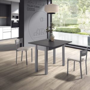 wohnli-moebel-suche-M25090691-1 Ausziehbarer Tisch Klappsystem aus Melamin Graphit‑Grau L40/80 cm 80x77x40cm Spanplatte Grau Herdasa Möbel Esszimmermöbel Esstische