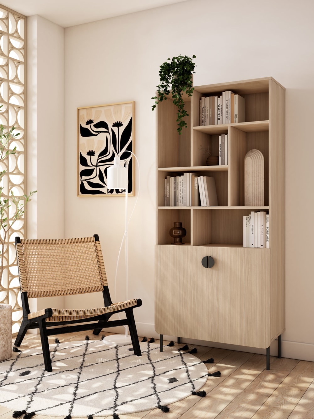 Aufbewahrungsregal aus Melamin in hellem Nussbaum 180×80×32 cm 80x180x32cm Spanplatte Braun Herdasa Möbel Wohnzimmermöbel Regale