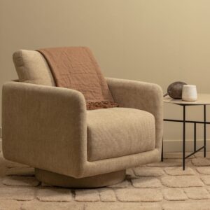 79x64x78cm Polyester Beige WOOOD Sofas und Sessel Sessel, Poufs und Fußbänke Sessel