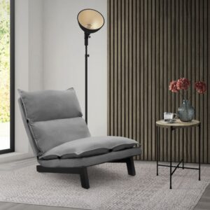wohnli-moebel-suche-M25091395-1 Bodenstuhl mit Rückenlehne Grau gepolstert Leinenbezug Stahlgestell 96x74x59cm Metall Grau ML-Design Sofas und Sessel Sessel, Poufs und Fußbänke Sessel