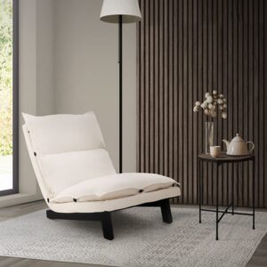 wohnli-moebel-suche-M25091396-1 Bodenstuhl mit Rückenlehne Beige gepolstert Leinenbezug Stahlgestell 96x74x59cm Metall Beige ML-Design Sofas und Sessel Sessel, Poufs und Fußbänke Sessel