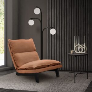 wohnli-moebel-suche-M25091397-1 Bodenstuhl mit Rückenlehne Braun gepolstert Leinenbezug Stahlgestell 96x74x59cm Metall Braun ML-Design Sofas und Sessel Sessel, Poufs und Fußbänke Sessel