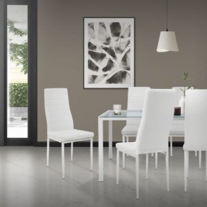 Esszimmerstühle 4er Set aus Kunstleder Weiß Metallbeinen 40x96x52cm Metall Weiß ML-Design Möbel Esszimmermöbel Stühle
