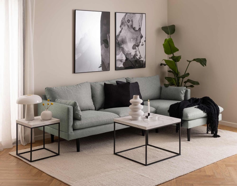 Alamosa - table basse - effet marbre blanc - 60 cm 60x45x60cm Holz Weiß Lisa Design Möbel Wohnzimmermöbel Couchtische