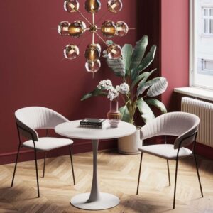 wohnli-moebel-suche-M25092900-1 Runder Esstisch für 3 Personen aus Holz und Stahl in Weiß D80cm 80x72x80cm Holz Weiß Kare Design Möbel Esszimmermöbel Esstische
