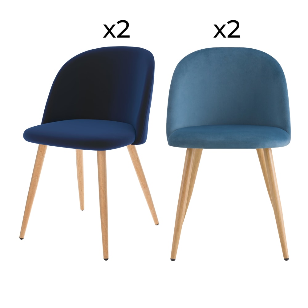 wohnli-moebel-suche-M25092955 Wohnli Möbelsuche - 4er Set Stühle aus dunkelblauem und blauem Samt
