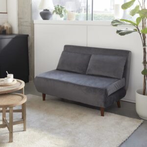 2-Sitzer Sofa mit Schlaffunktion dunkelgrau 120x80x89cm Samt Grau sweeek Sofas und Sessel Sofas Schlafsofas