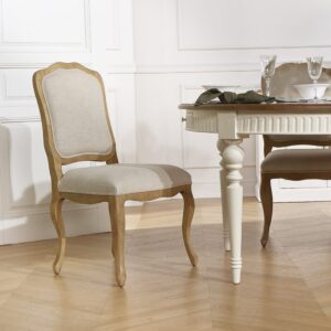 wohnli-moebel-suche-M25093057-1 Set aus 2 romantischen Stühlen aus Hevea-Holz und Premium-Leinen Bois 56x99x54cm Holz Braun Robin des Bois Möbel Esszimmermöbel Stühle