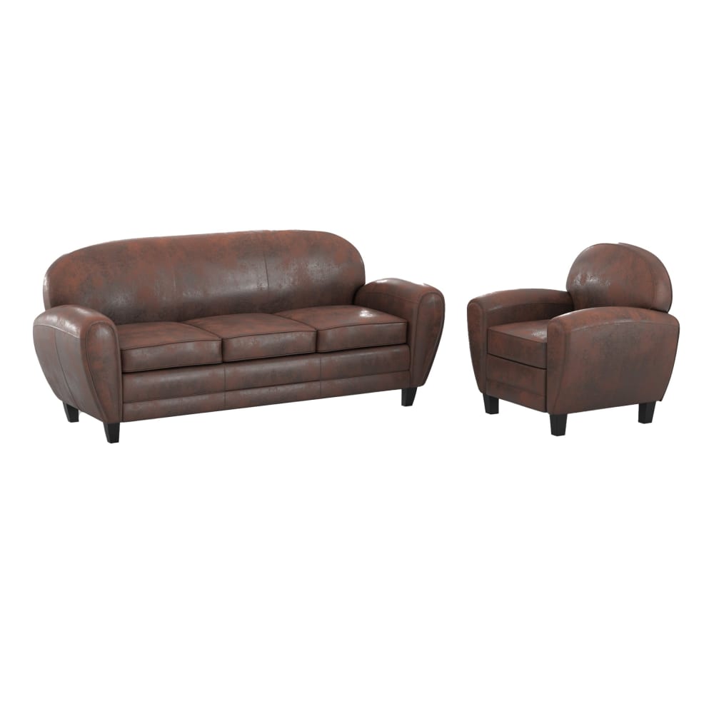 Wohnli Möbelsuche - Set aus Sofa und Sessel im Antikbraun für 4 Personen