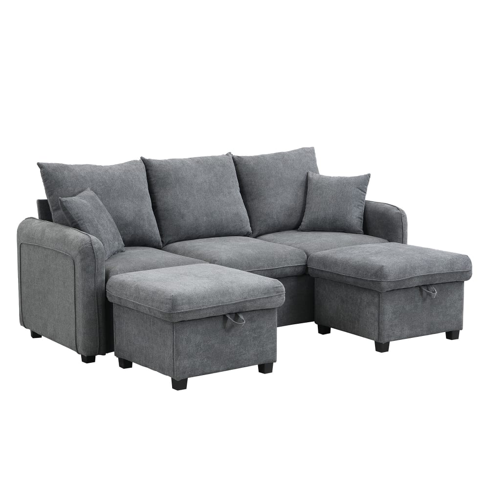 wohnli-moebel-suche-M25094063 Wohnli Möbelsuche - 3-Sitzer-Sofa aus Stoff mit Stauraum und 2 Poufs