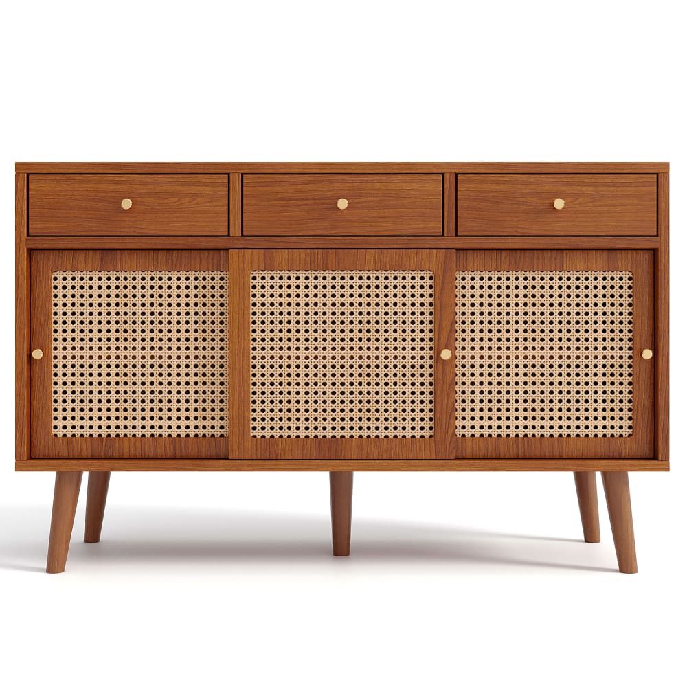 wohnli-moebel-suche-M25094102 Wohnli Möbelsuche - Vintage Sideboard mit 3 Schubladen und 3 Türen in Rattan