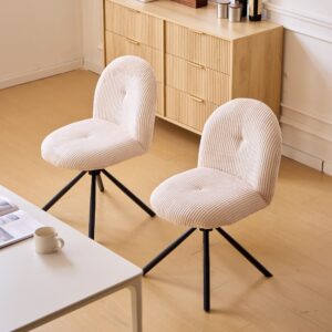 Drehstühle (2er Set) aus Metall und Kord Beige 46x82x60cm Stoff Beige Nordlys Möbel Esszimmermöbel Stühle