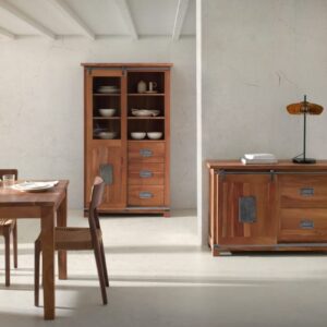 wohnli-moebel-suche-M25094506-1 Vitrine aus recyceltem massivem Akazienholz 100x175x42cm Holz Braun GEESE HOME Möbel Esszimmermöbel Vitrine und Vitrinenschrank