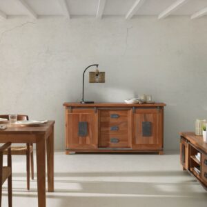 wohnli-moebel-suche-M25094523-1 Sideboard aus recyceltem massivem Akazienholz 160x81x40cm Holz Braun GEESE HOME Möbel Esszimmermöbel Sideboards, Highboards & niedrige Anrichten