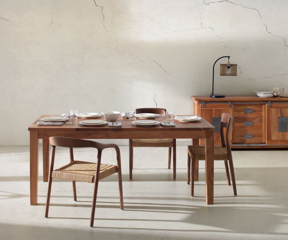 Tisch aus massivem recyceltem Akazienholz 180x90 cm 180x76x90cm Holz Braun GEESE HOME Möbel Esszimmermöbel Esstische