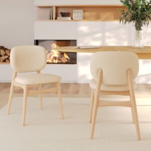 wohnli-moebel-suche-M25095260-1 2er-Set von Stühlen aus beigem Bouclé-Stoff 47x79x55cm Stoff Beige Maison Pavane Möbel Esszimmermöbel Stühle