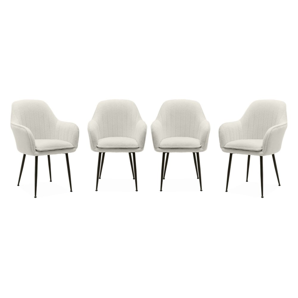 wohnli-moebel-suche-M25096674 Wohnli Möbelsuche - 4er Set aus Bouclé-Sessel und Metallbeinen